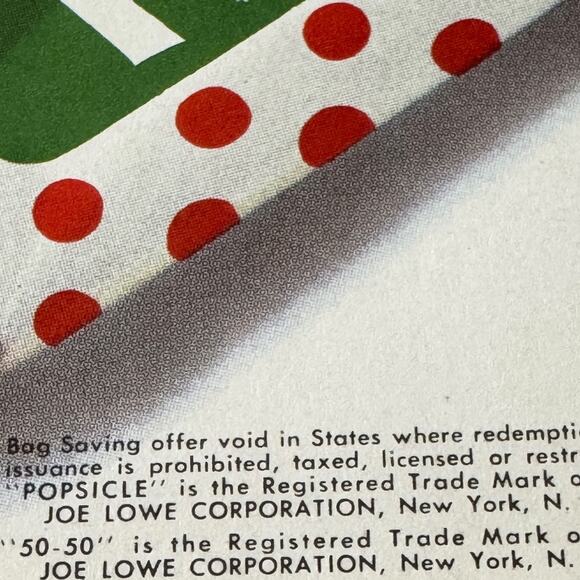 1950s Popsicle 50-50 Litho Diner Store Sign Vintage Ice Cream Joe Lowe Original - Picture 9 of 13